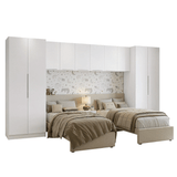 Dormitorio Infantil Madesa Neo Blanco con 2 Placards, 3 Alacenas y 1 Mesa de Luz