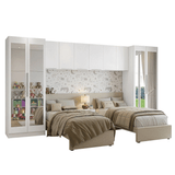 Dormitorio Infantil con 2 Placards con Espejos Neo 3 Alacenas 1 Mesa de Luz Blanco Madesa