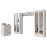 Dormitorio Infantil con 2 Placards Neo con Espejos 2 Alacenas 1 Cómoda Blanco Madesa 04