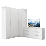 Conjunto Dormitorio con 2 Placards Neo 1 Cómoda para TV Blanco Madesa