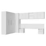 Dormitorio Completo Matrimonial de Esquina 580 cm Mesa de Luz Neo Blanco