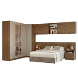 Dormitorio Completo Matrimonial 580 cm Placard Esquinero con Espejos Marrón/Crema Neo Madesa 02