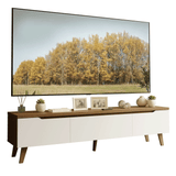 Rack para TV de hasta 80 Pulgadas 180 cm 2 Puertas 1 Cajón Marrón/Blanco Nilo Madesa