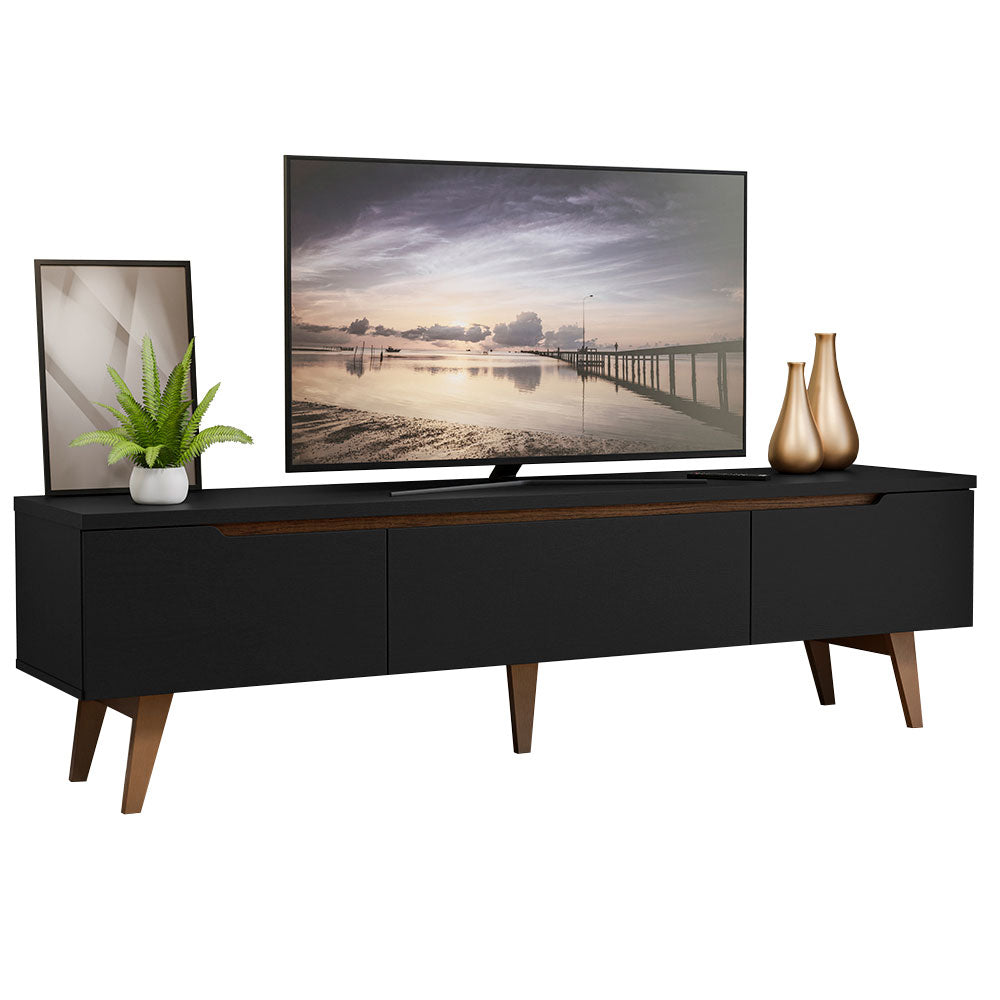 Rack para TV Retro Madesa Reims para TV hasta 75 Pulgadas patas de Madeira Negro