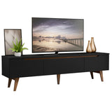 Rack para TV Retro Madesa Reims para TV hasta 75 Pulgadas patas de Madeira Negro