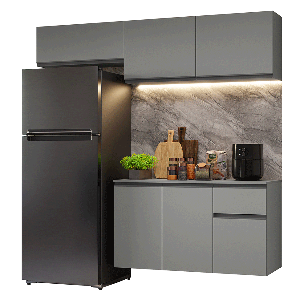 Cocina compacta Flotante 200cm Gris Nice Madesa 04XA