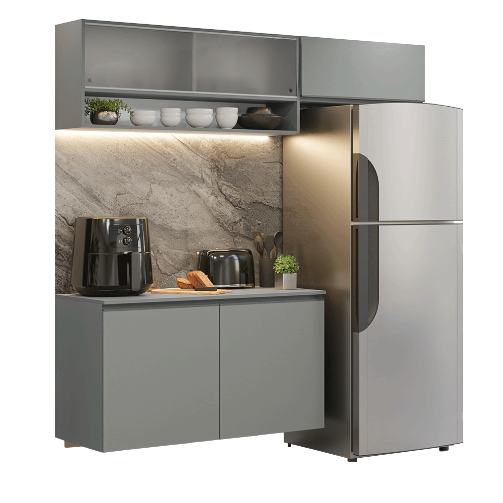 Cocina compacta Flotante 200cm Gris Nice Madesa XA07