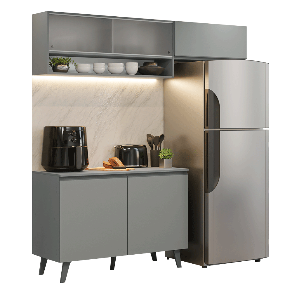 Cocina compacta 200cm Gris Nice Madesa XA09