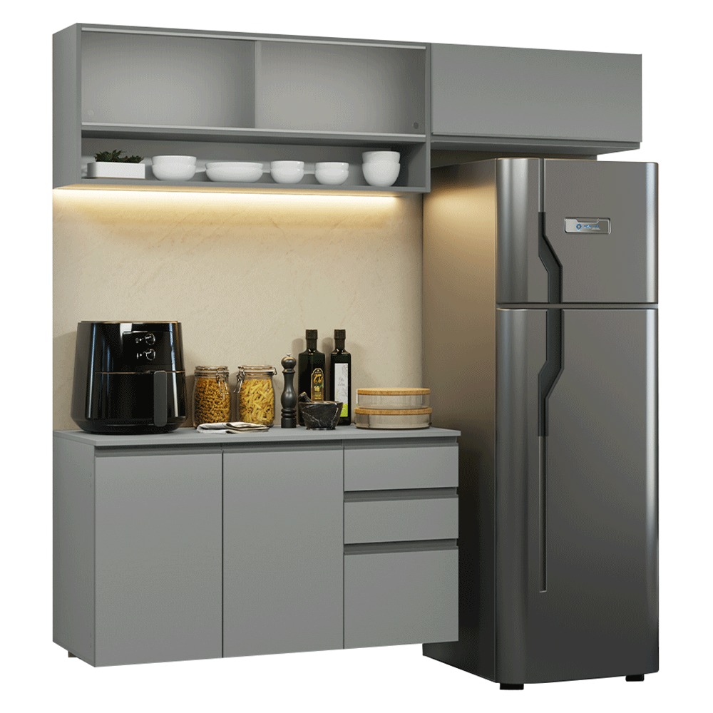 Cocina compacta Flotante 200cm Gris Nice Madesa XA11
