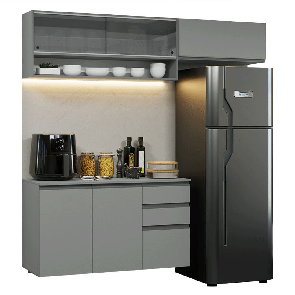 Cocina compacta Flotante 200cm Gris Nice Madesa XA12