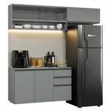 Cocina compacta Flotante 200cm Gris Nice Madesa XA12
