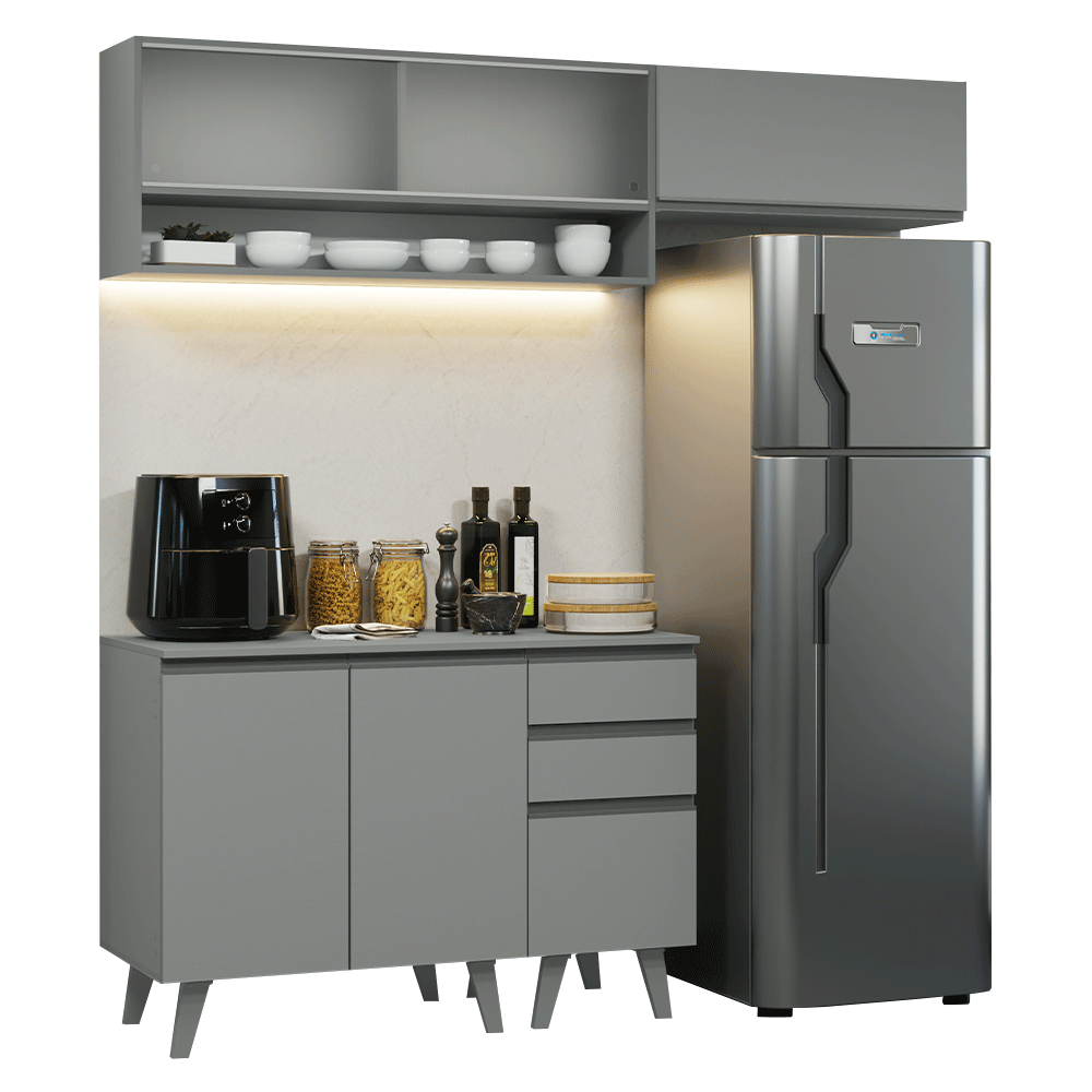 Cocina compacta 200cm Gris Nice Madesa XA13