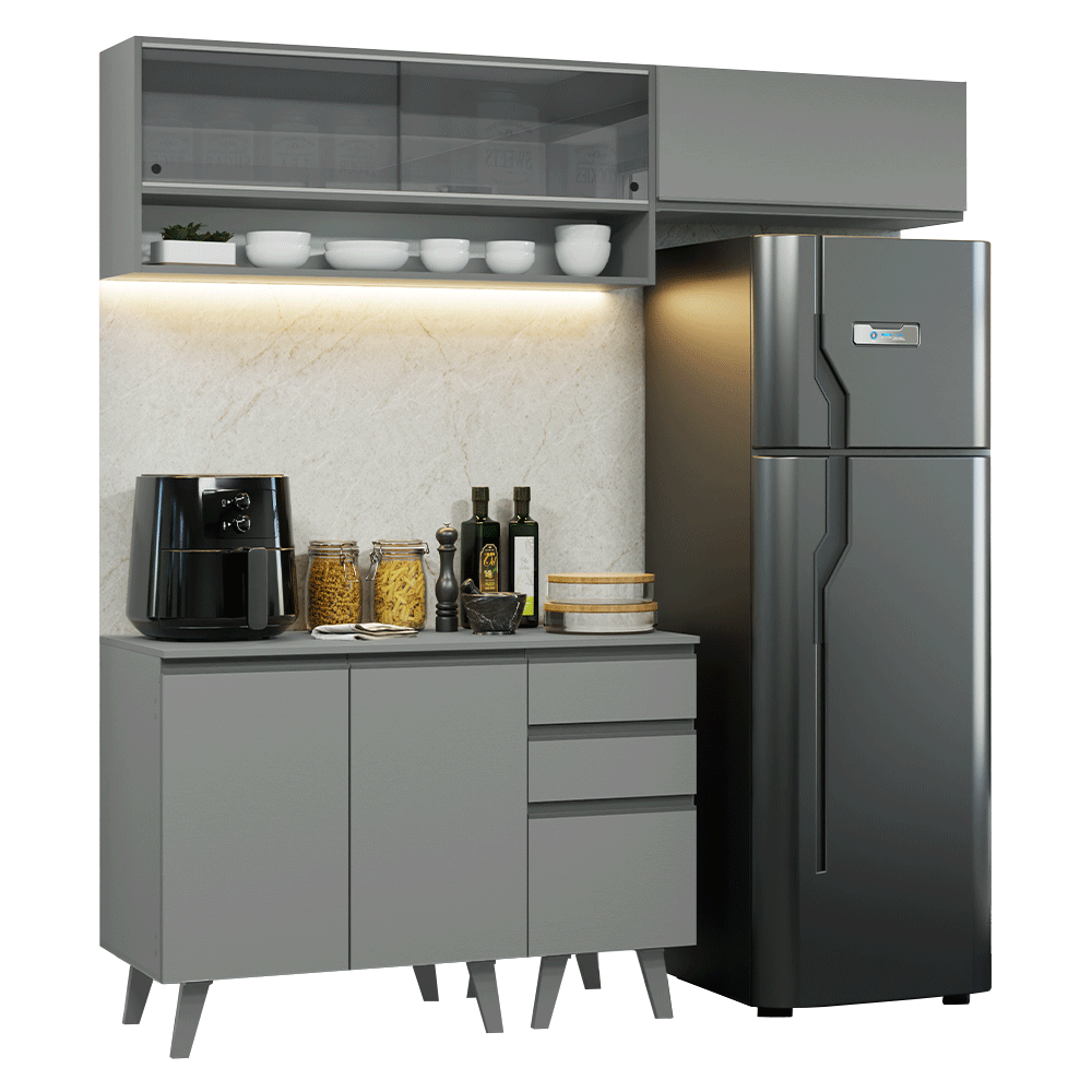 Cocina compacta 200cm Gris Nice Madesa XA14