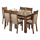 Juego de Comedor con Tapa de Madera 6 Sillas Marrón/Crema/Beige Malta