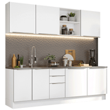Combo Completo de Cocina 240 x 60 cm Blanco Aterciopelado Lux Madesa 05