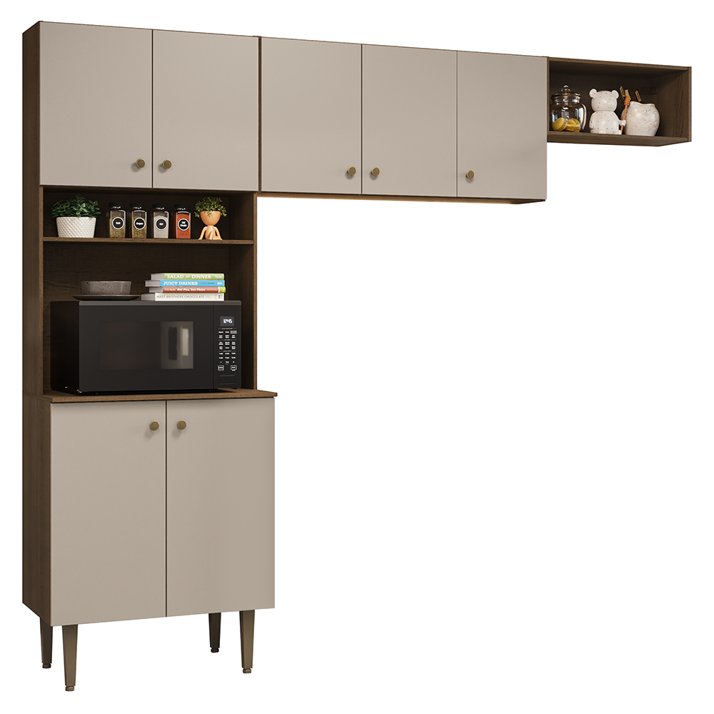 Cocina compacta 235cm Marrón/Crema Gourmet Madesa XA03
