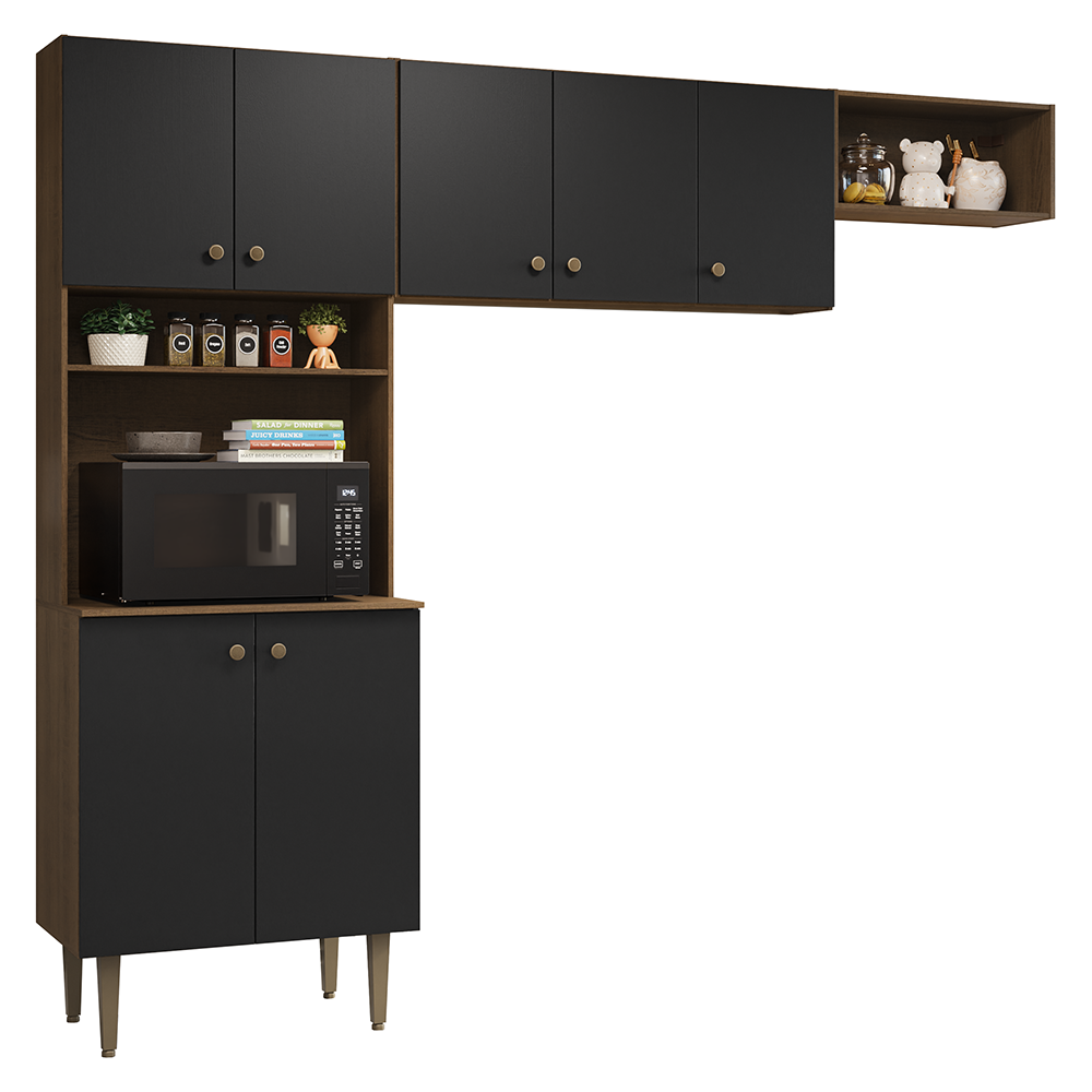 Cocina compacta 235cm Marrón/Negro Gourmet Madesa XB03