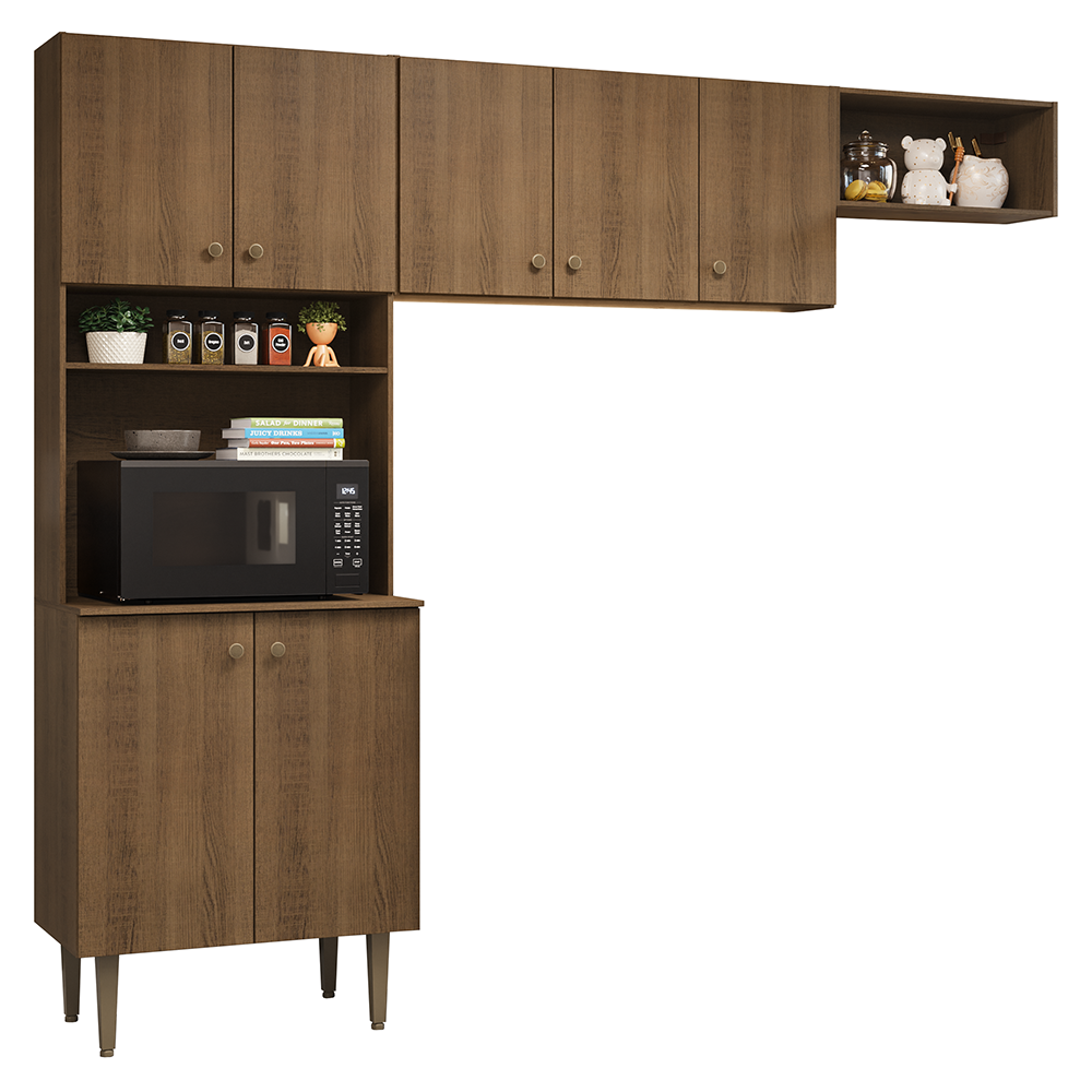 Cocina compacta 235cm Marrón Gourmet Madesa XC03