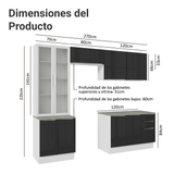 Combo completo de Cocina con Cristalero 270 cm Madesa Lux BN 04