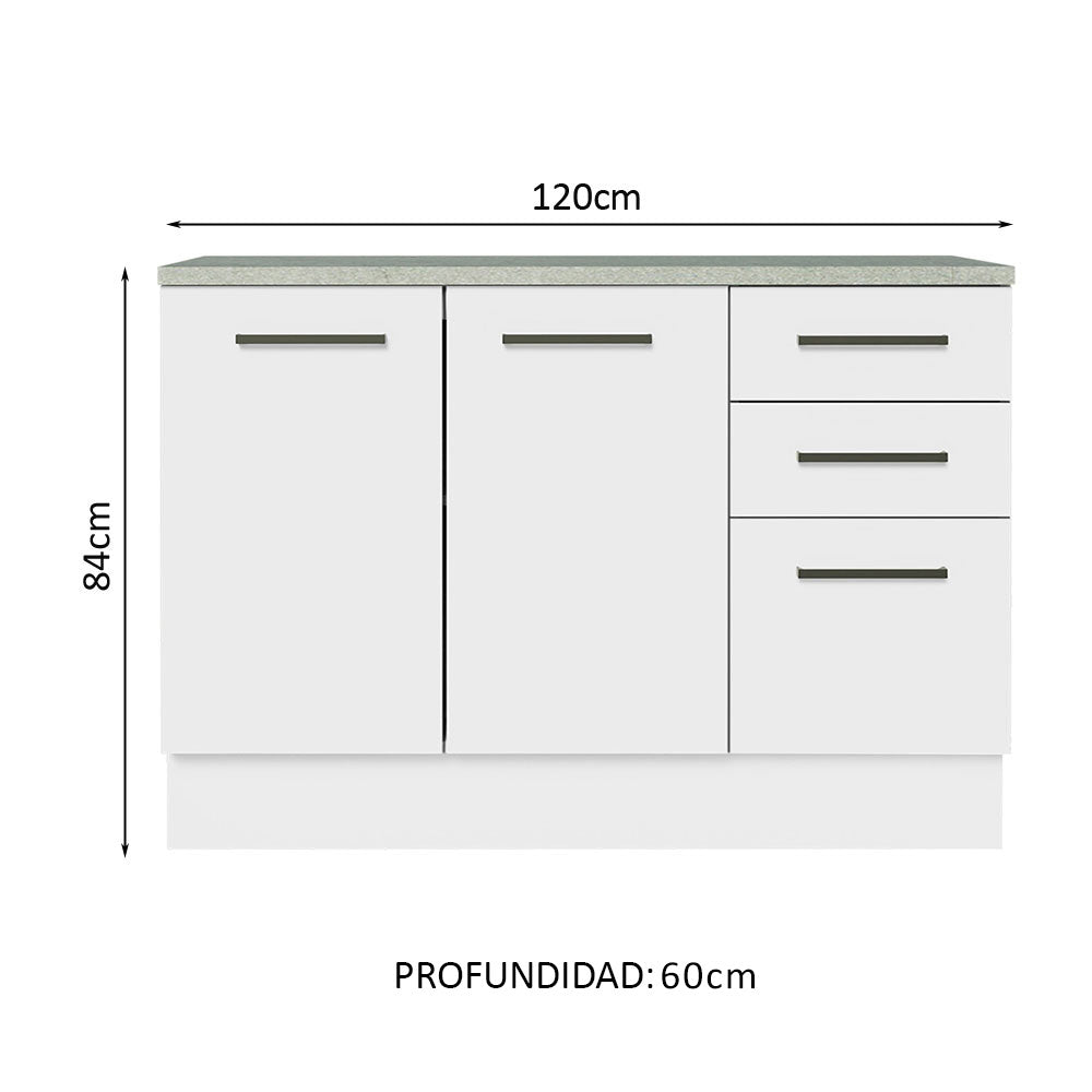Bajo Mesada Multiuso Garaje 120cm (con Tapa) Blanco
