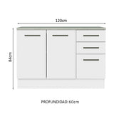 Bajo Mesada Multiuso Garaje 120cm (con Tapa) Blanco