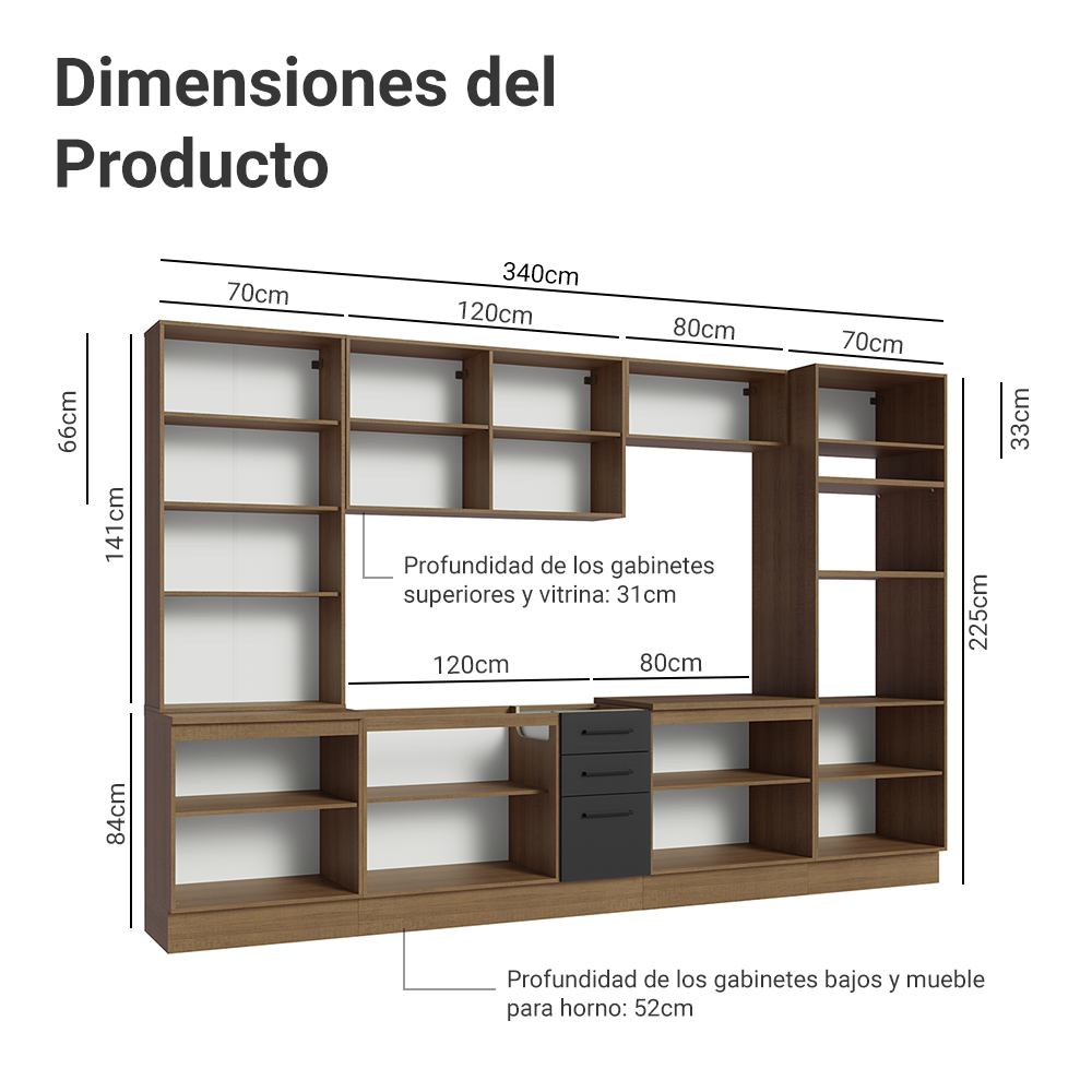 Combo completo de Cocina Madesa Agata 340cm MG 01