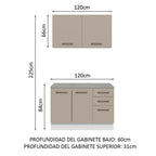 Kit con Bajo Mesada y Alacena Multiuso 120 cm Blanco/Crema Agata Madesa