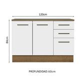 Bajo Mesada Multiuso Garaje 120cm (con Tapa) Marrón/Blanco