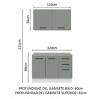 Kit con Bajo Mesada y Alacena Multiuso 120 cm Blanco/Gris Agata Madesa