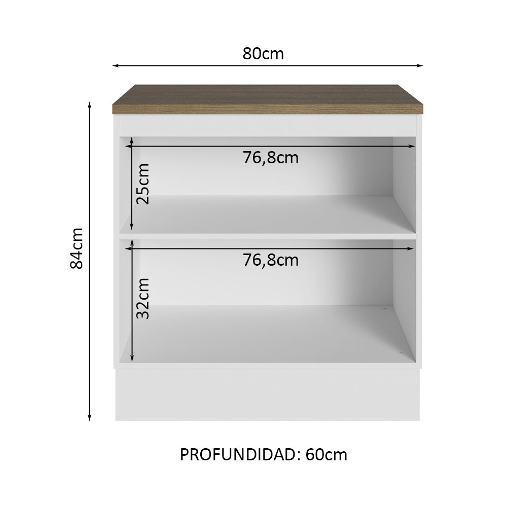 Bajo Mesada Multiuso Garaje 80cm (con Tapa) Blanco/Marrón