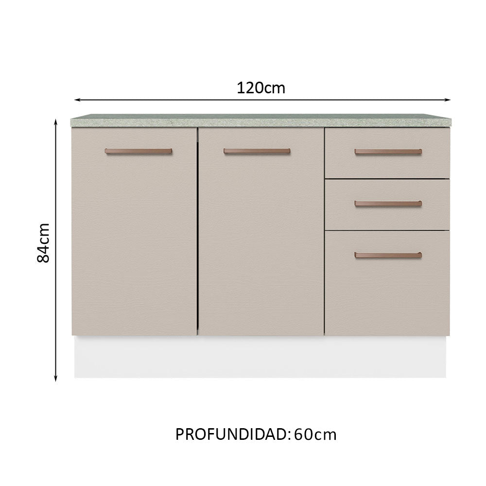 Bajo Mesada Multiuso Garaje 120cm (con Tapa) Blanco/Crema