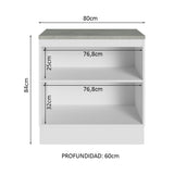 Bajo Mesada Multiuso 80cm 2 Puertas Blanco/Gris Agata