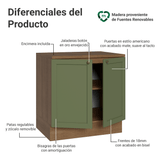 Bajo Mesada de Cocina 80 x 60 cm 2 Puertas (con Mesada) Marrón/Verde Vik Madesa