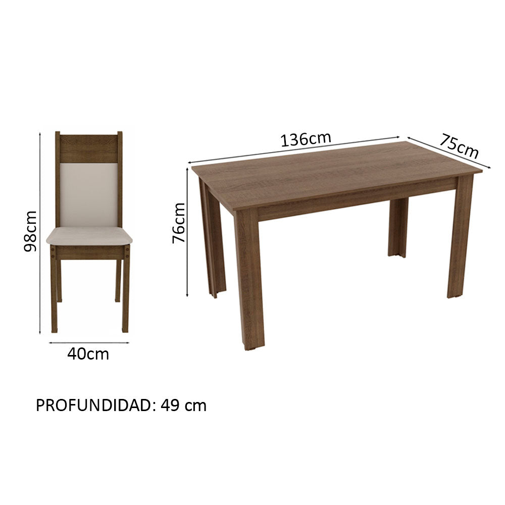 Juego de Comedor Honduras Mesa Rectangular Tapa de Madera con 6 Sillas Madesa