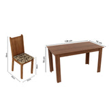 Juego de Comedor Rosie Madesa Mesa Tapa de Madera con 4 Sillas Marrón/Floral Beige Marrón