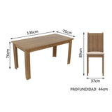 Juego de Comedor Rosie Mesa Tapa de Madera con 4 Sillas