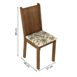 Juego de Comedor con Tapa de Vidrio 4 Sillas Marrón/Floral Beige Magda