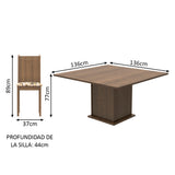 Juego de Comedor Madesa Clarice Mesa Tapa de Madera con 8 Sillas Marrón/Lírio Beige