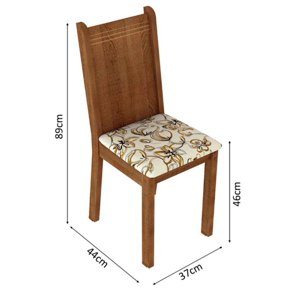 Juego de Comedor Megan Mesa Rectangular Tapa de Madera con 6 Sillas Marrón/Lírio Beige Madesa