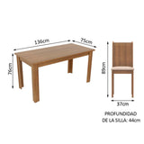 Juego de Comedor Maris Mesa con Tapa y 6 Sillas Marrón/Sintético Beige