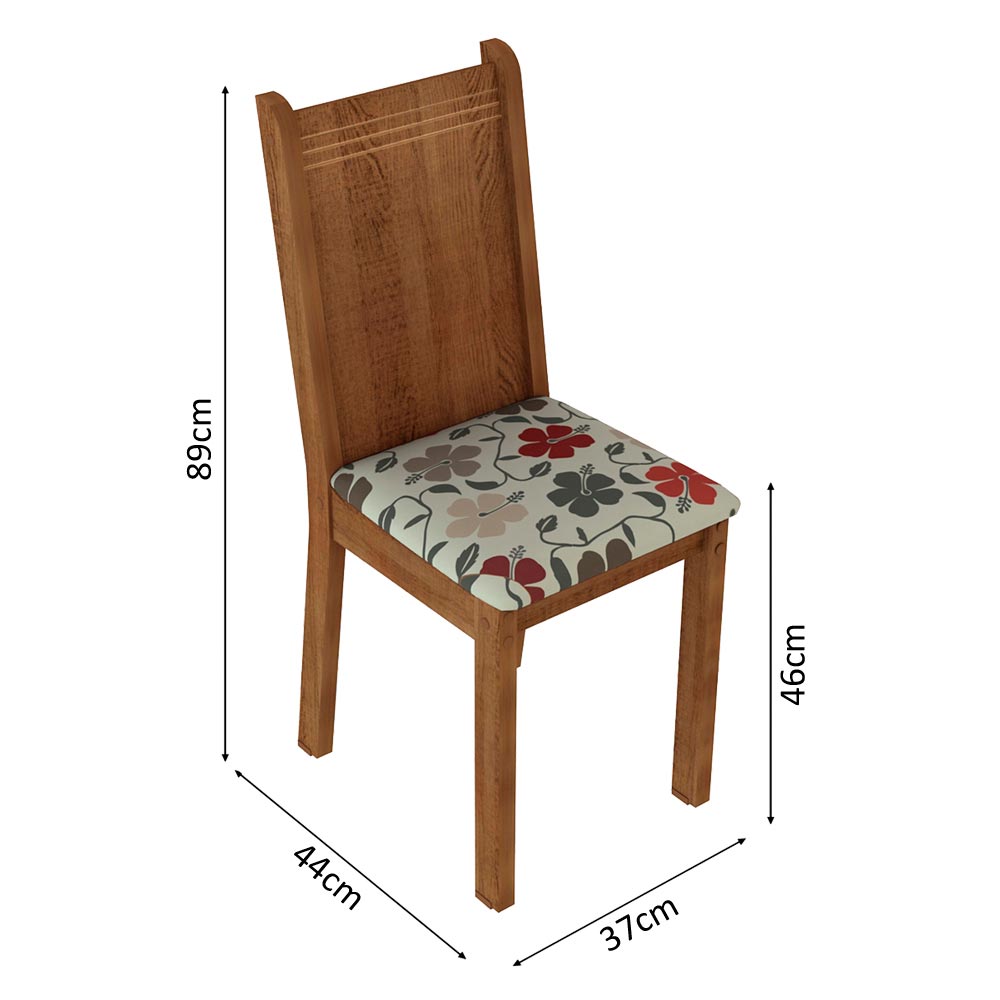 Juego de Comedor Madesa Rute Mesa Tapa de Madera con 4 Sillas Marrón/Floral Hibiscos