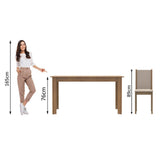 Conjunto Comedor Miriam Mesa Tapa de Madera con 6 Sillas Marrón/Crema/Sintético Beige