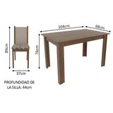 Juego de Comedor Madesa Cíntia Mesa Tapa de Madera con 4 Sillas Marrón/Crema/Beige Marrón