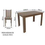 Juego de Comedor Madesa Cíntia Mesa Tapa de Madera con 4 Sillas Marrón/Crema/Hibiscos