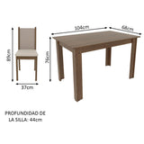 Juego de Comedor Cíntia Mesa Tapa de Madera con 4 Sillas