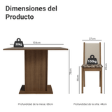 Juego de Comedor Madesa Talita Mesa Tapa de Madera con 4 Sillas Marrón/Crema/Beige Marrón