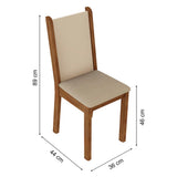 Juego de Comedor con Tapa de Vidrio 4 Sillas Marrón/Crema/Beige Aline