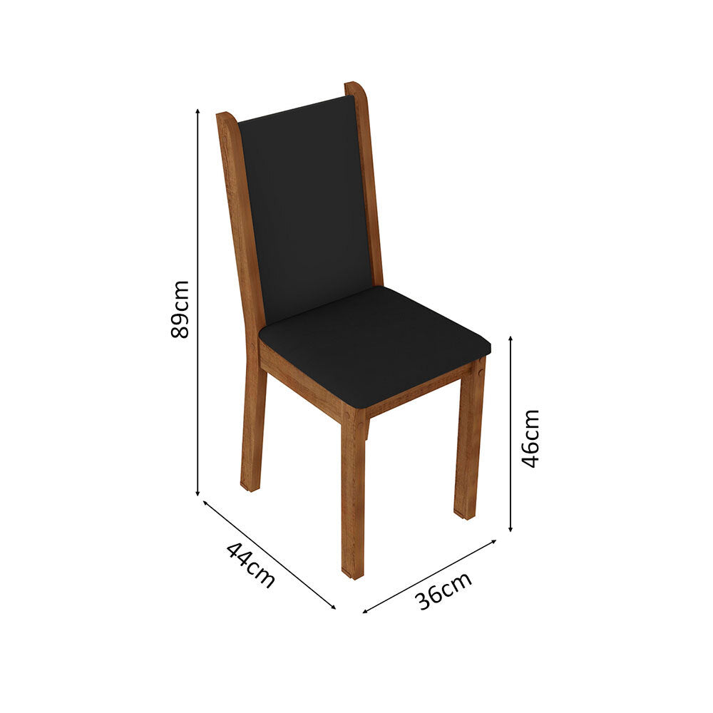 Juego de Comedor Mesa con Tapa de Vidrio 4 Sillas Marrón/Negro Moscou Plus