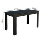 Mesa de Comedor Rectangular Tapa de Madera 136 cm Negro Madesa