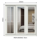 Placard Ropero Casal Madesa Kansas 3 Puertas Corredizas de Espejo 3 Cajones Blanco